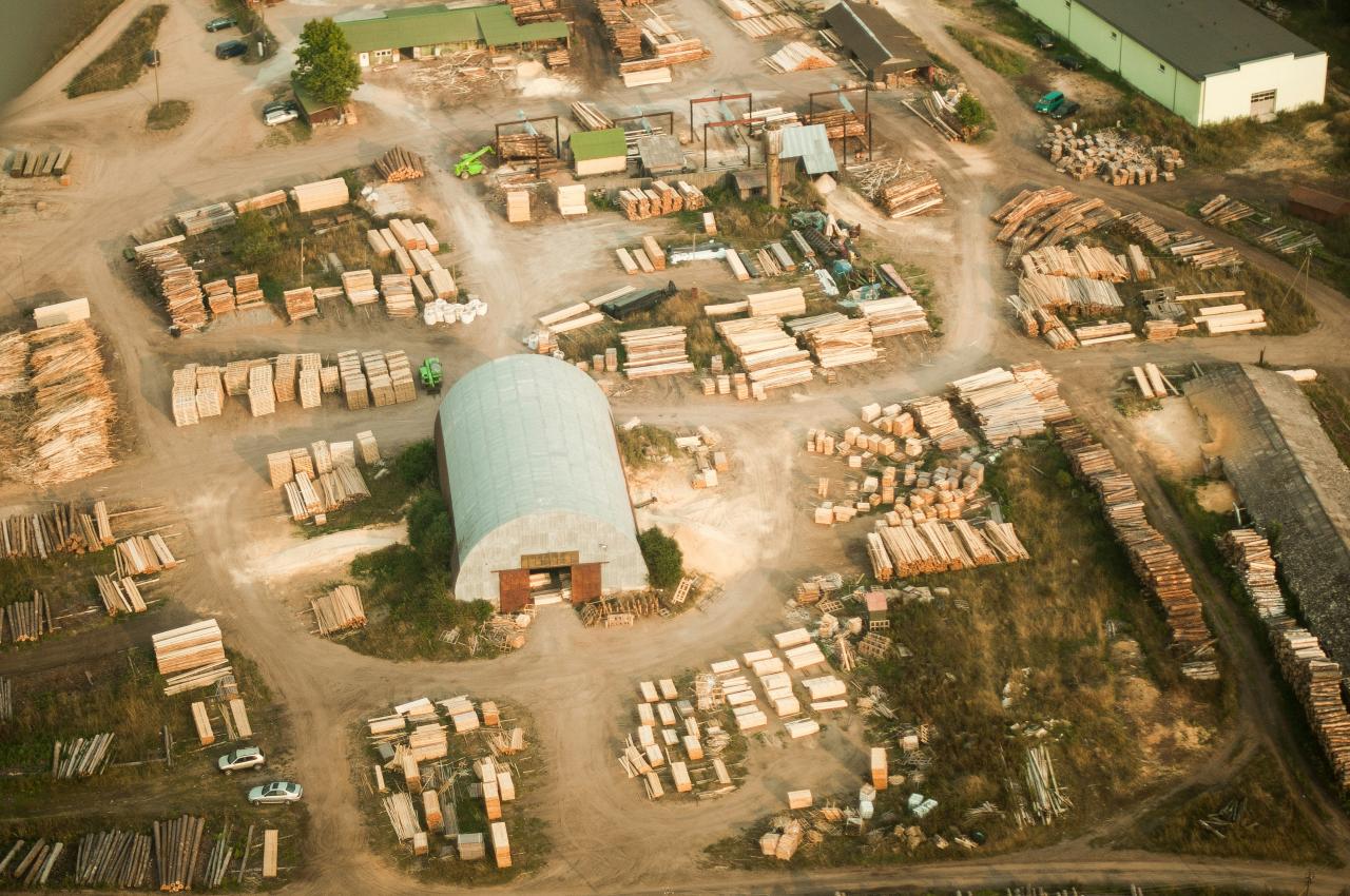 Pemandangan udara kain kayu